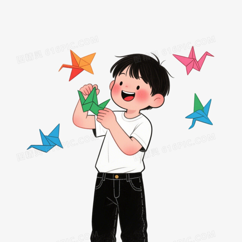 插画风一人做手工免抠元素