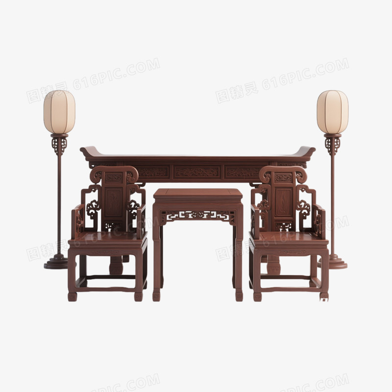 摄影风中式家具免抠元素