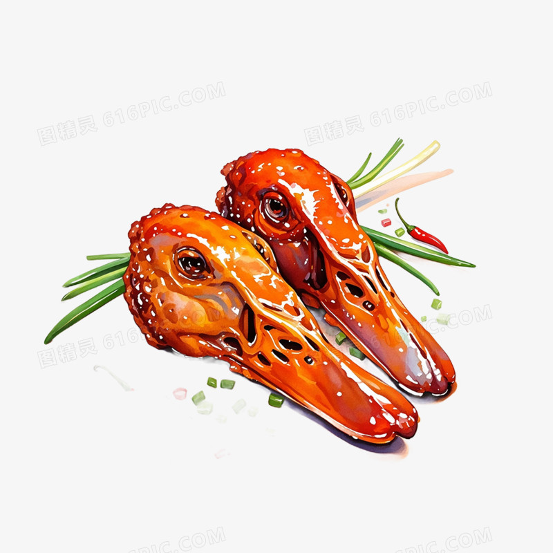 卡通插画风鸭货美食免抠元素