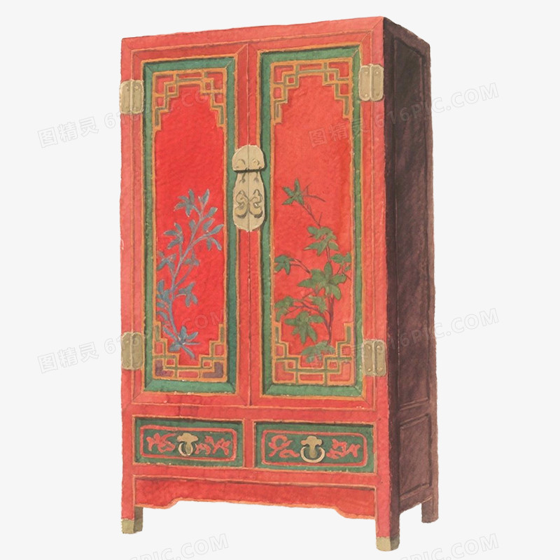 手绘插画中式风格家具免抠元素