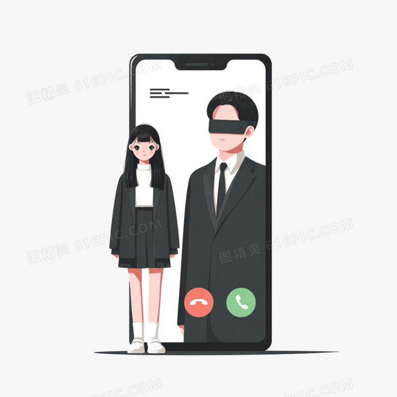 插画防范网上交友诈骗免抠元素