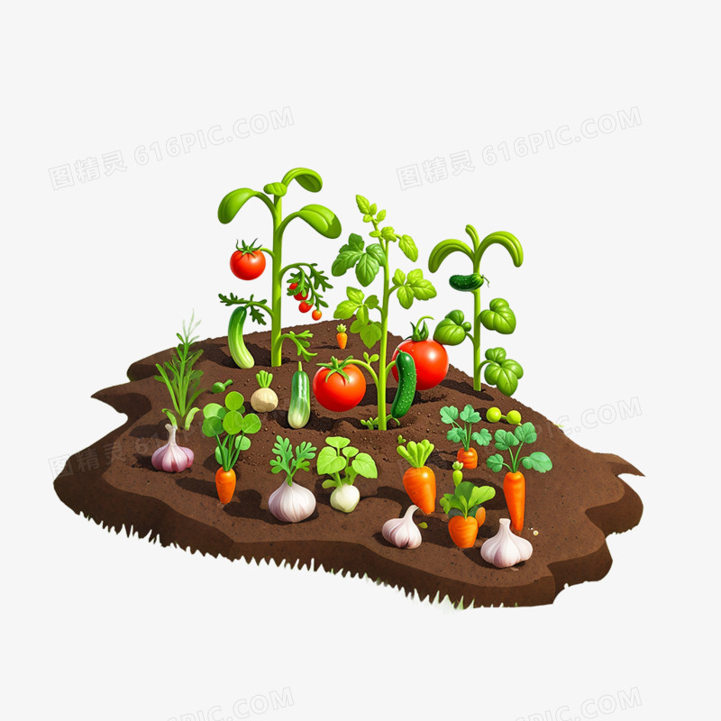 卡通插画风小菜地免扣元素