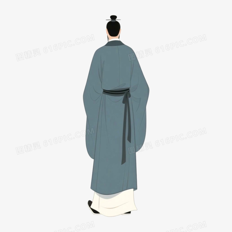 古装书生文人背影免抠元素