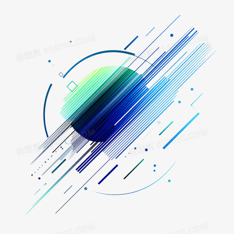 插画风不规则科技线条图形免抠元素