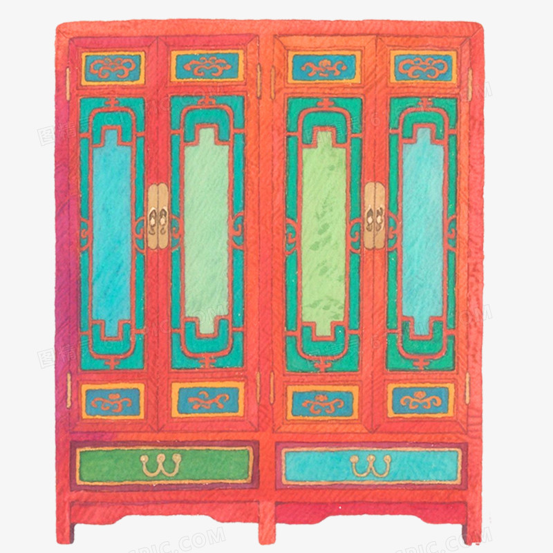 手绘插画中式风格家具免抠元素