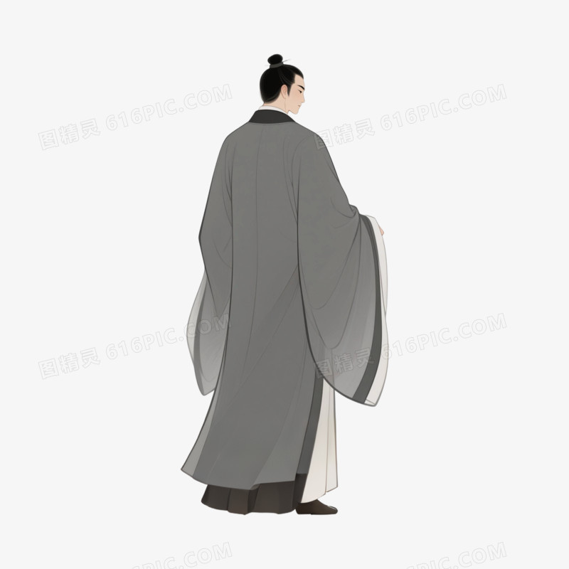 古装书生文人背影免抠元素
