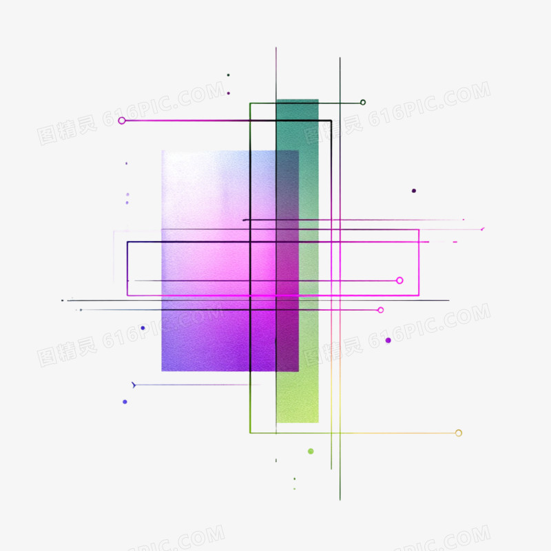 插画风不规则科技线条图形免抠元素
