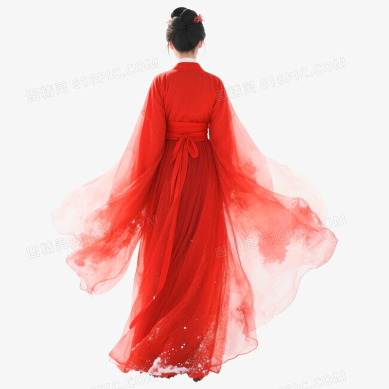 手绘插画古风背影免抠元素