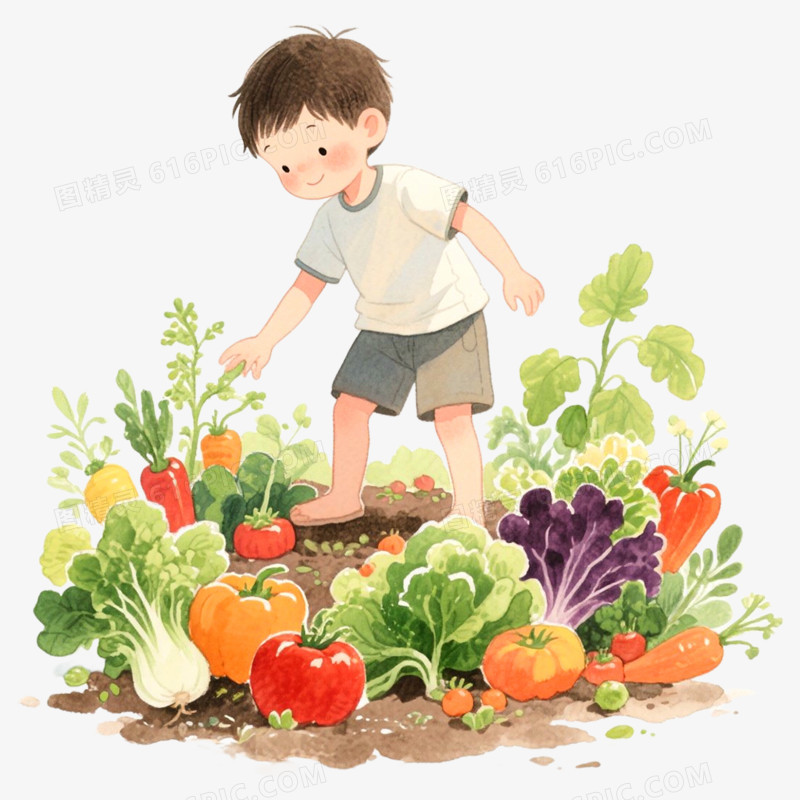 手绘插画菜园子免抠元素