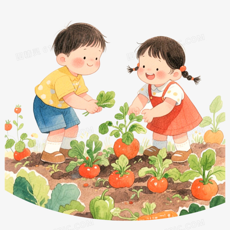 手绘插画菜园子免抠元素