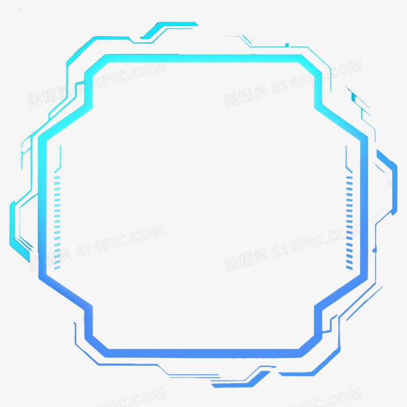 手绘科技风格不规则图形边框免抠元素