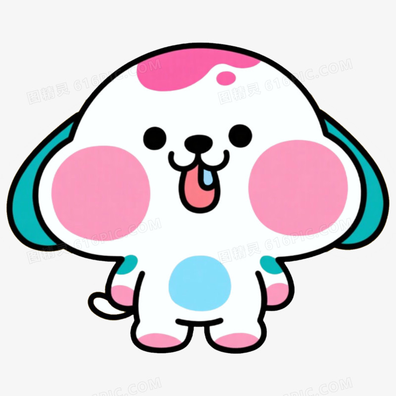 卡通小花狗流口水免抠元素