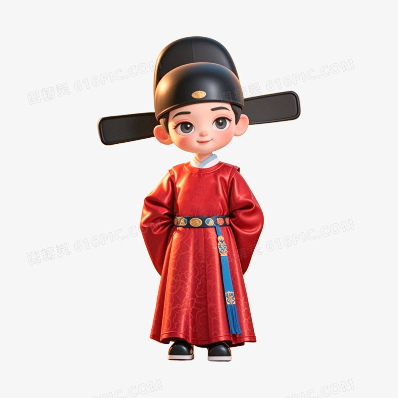 状元郎古风插画免抠元素