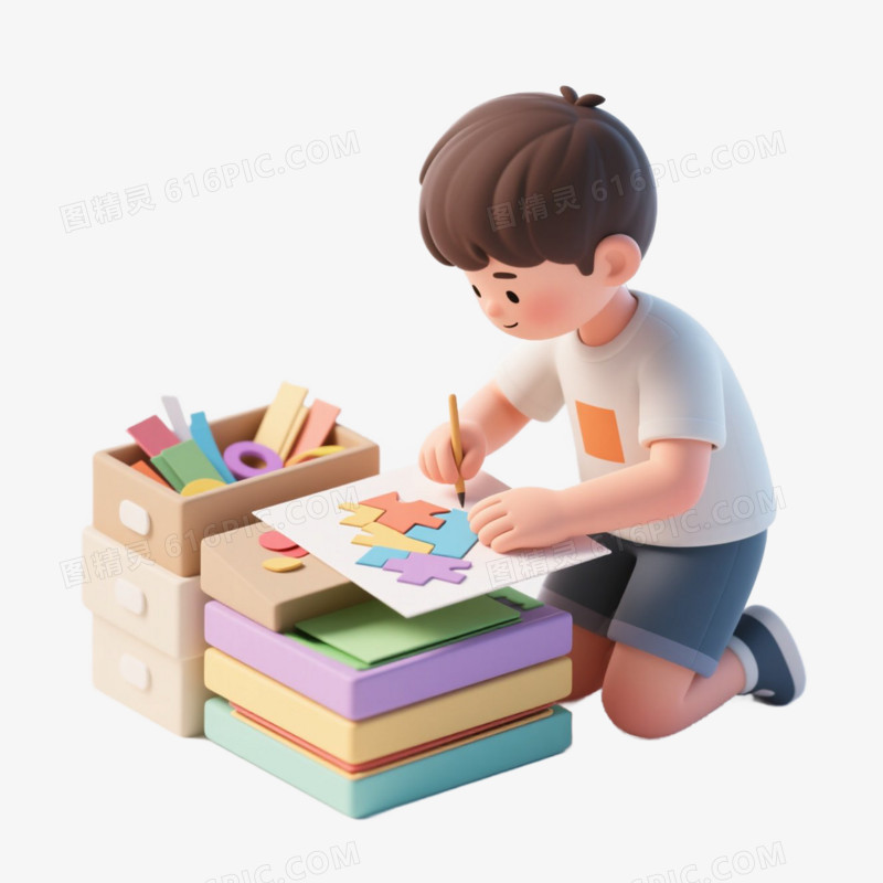 卡通插画风手工课手工活动手能力课外活动免抠元素