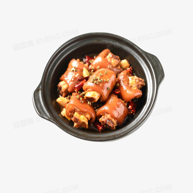 实拍猪脚美食孜然麻辣煲猪脚免抠元素