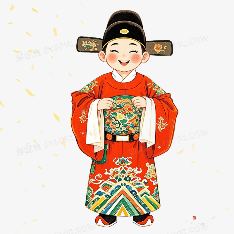 卡通手绘状元郎形象免抠元素