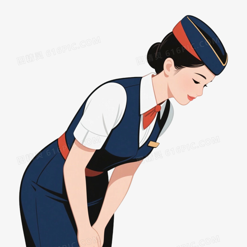 人物空姐鞠躬问好免抠元素