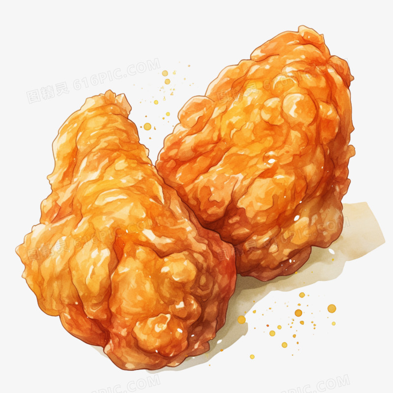 水彩快餐食物炸鸡免抠元素