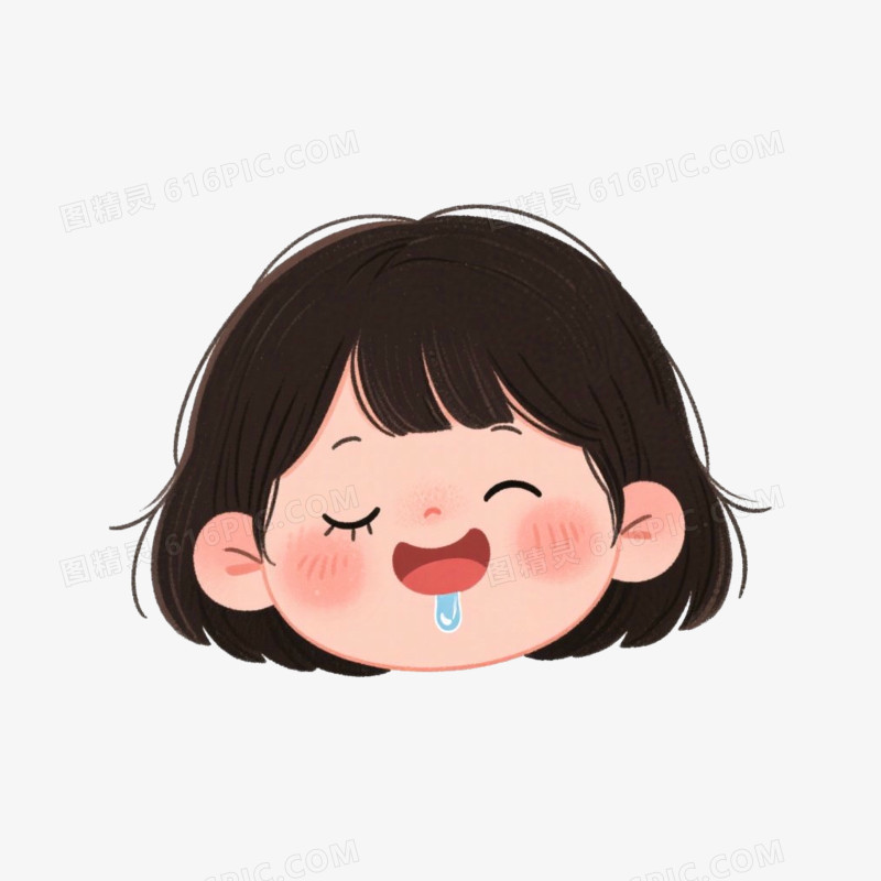 睡觉流口水的小女孩表情免抠元素