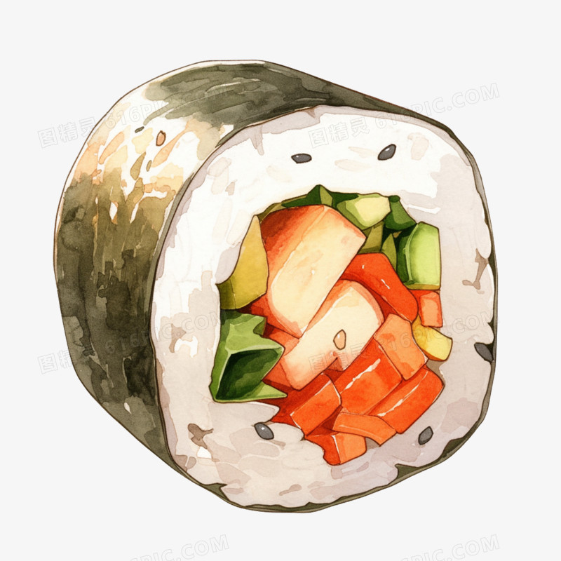 卡通快餐食物寿司饭团免抠元素