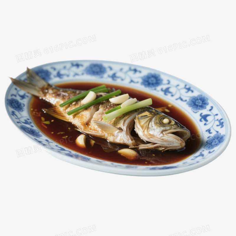 酱油红烧鲫鱼鱼类菜式免抠元素