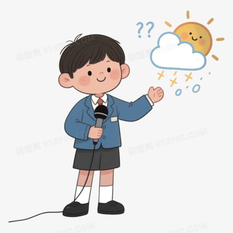 侄子天气预报员播报天气免抠元素