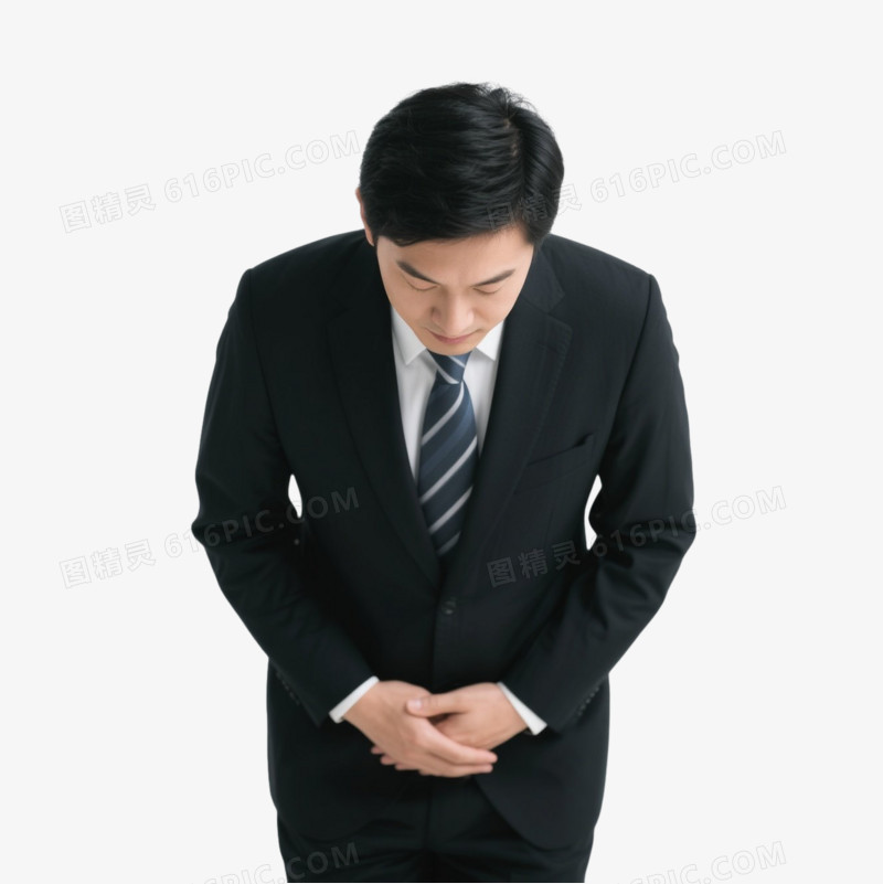 穿着正装的人物鞠躬的免抠元素
