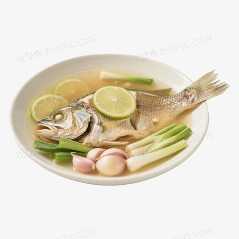 泰式青柠清蒸鱼鱼类菜式免抠元素