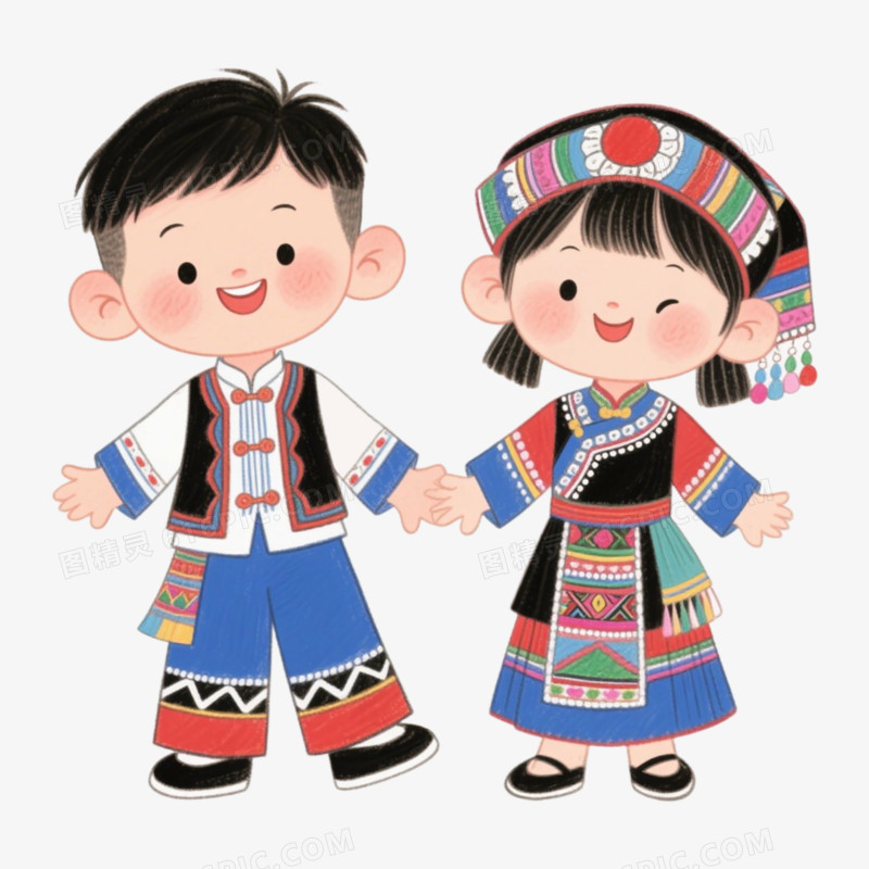 子女云南代表性服饰免抠元素