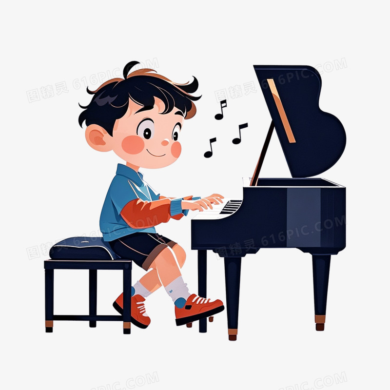 卡通插画钢琴兴趣班免抠元素