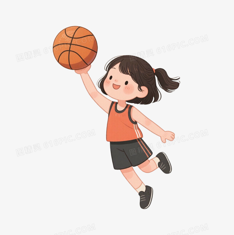 手绘卡通打篮球兴趣班免抠元素