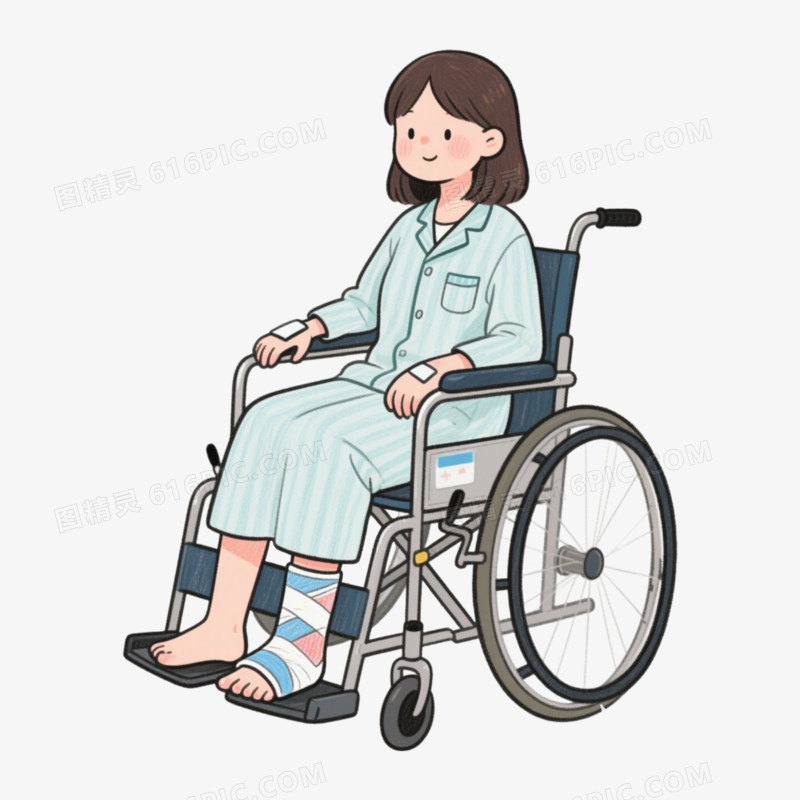骨折女子病人病号服免抠元素