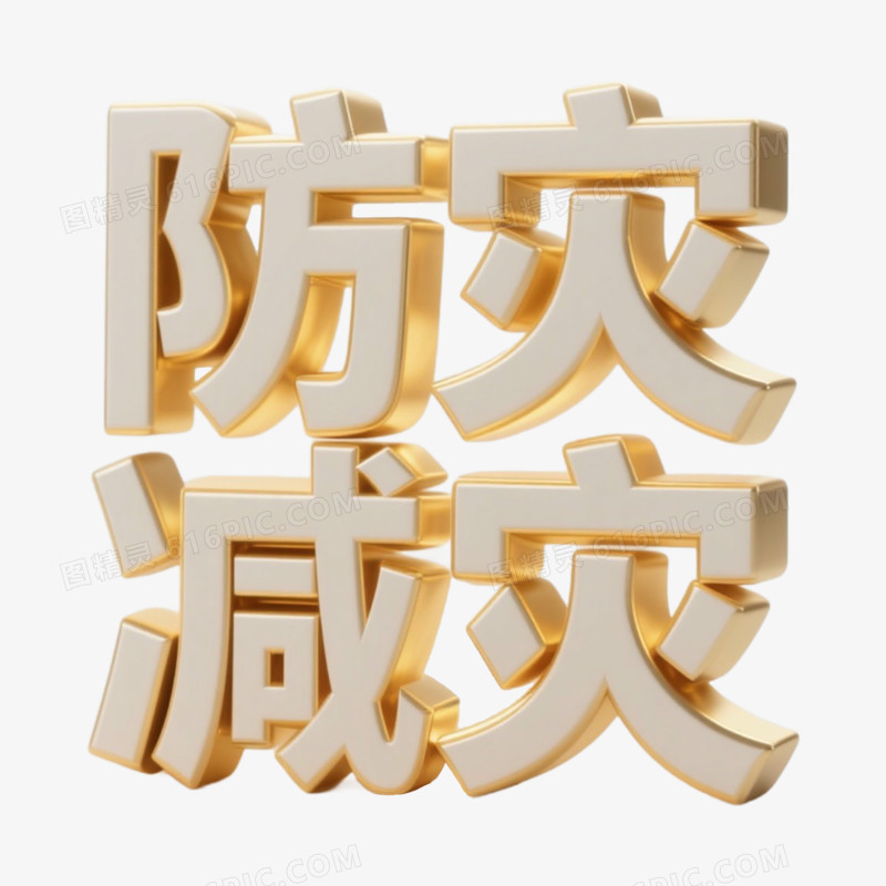 防灾减灾3d字体精彩艺术字免抠元素