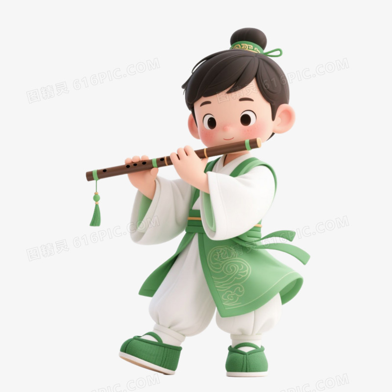 卡通插画风儿童暑假兴趣班兴趣班艺术班笛子免抠元素