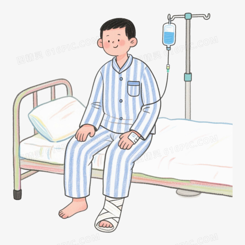 挂盐水病人病号服免抠元素