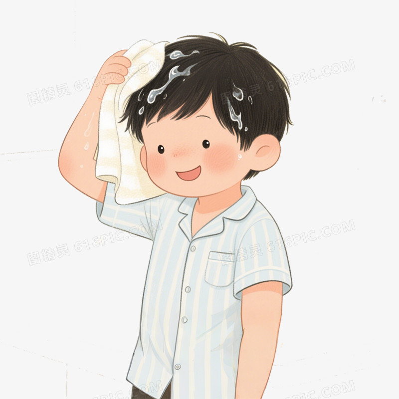 卡通插画养成个人卫生好习惯免抠元素