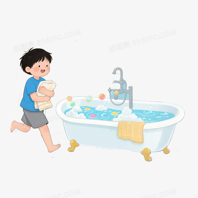 卡通插画养成个人卫生好习惯免抠元素