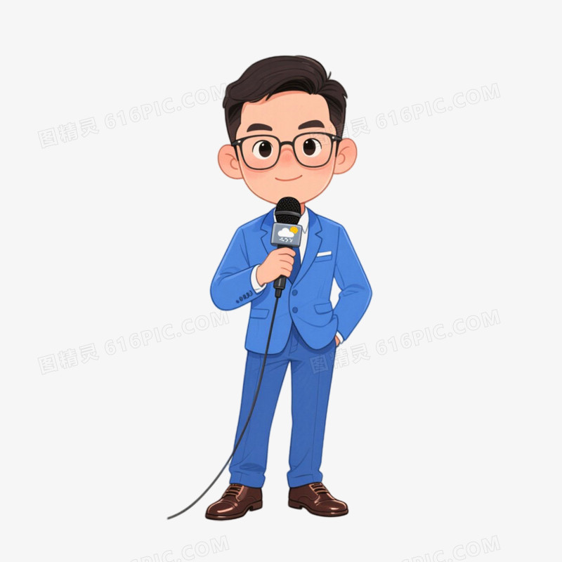 手绘插画风格天气预报员免抠元素