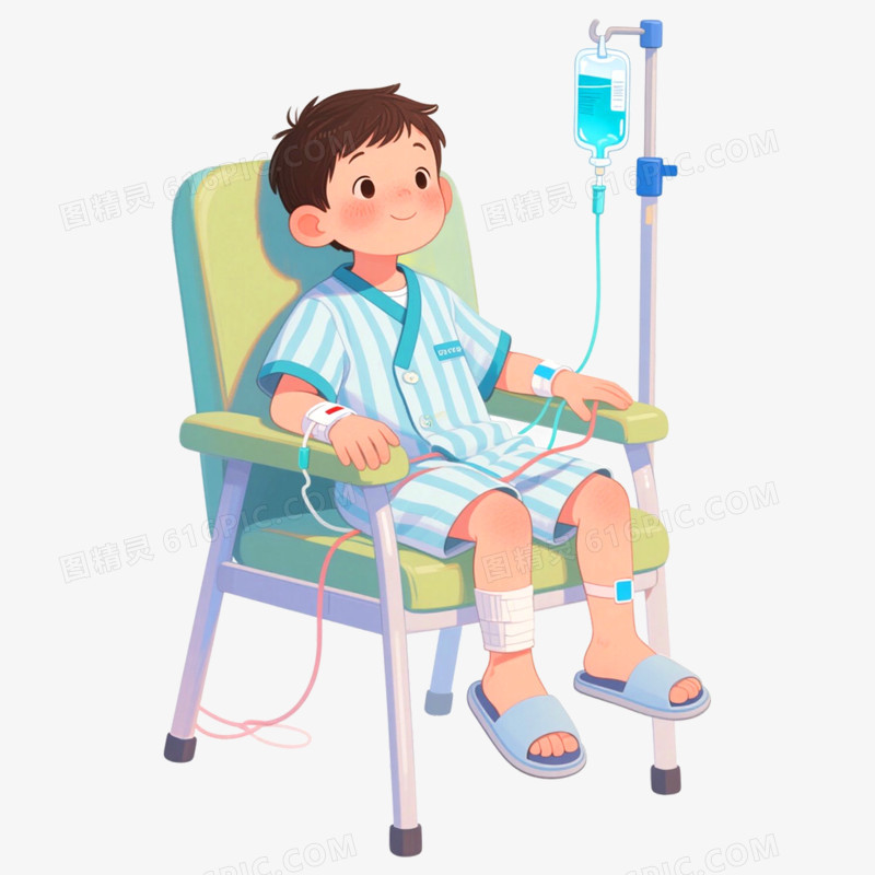 手绘插画人物生病免抠元素