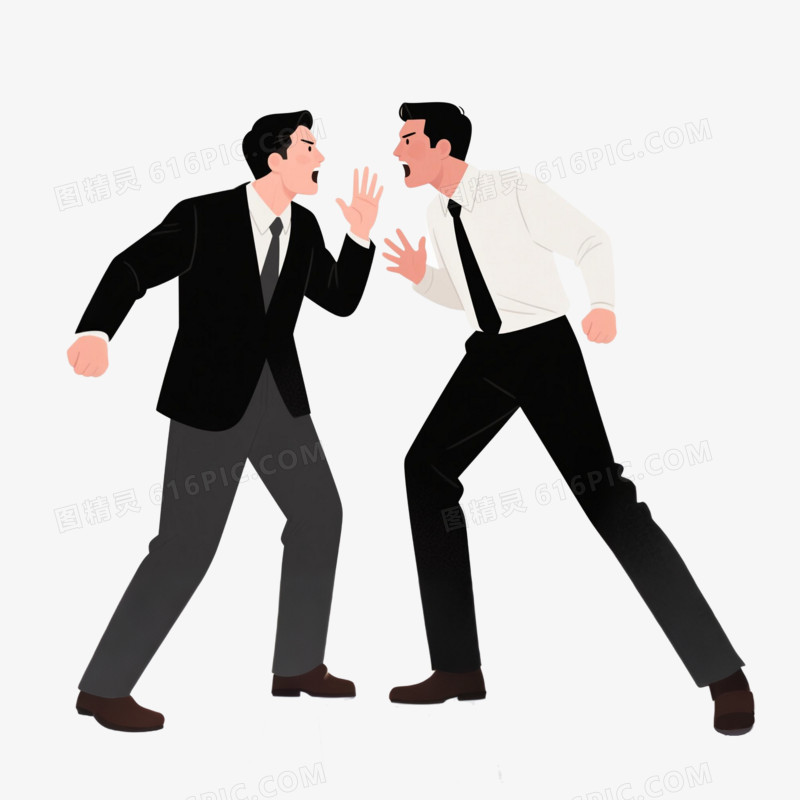 手绘卡通职场人员同事吵架免抠元素
