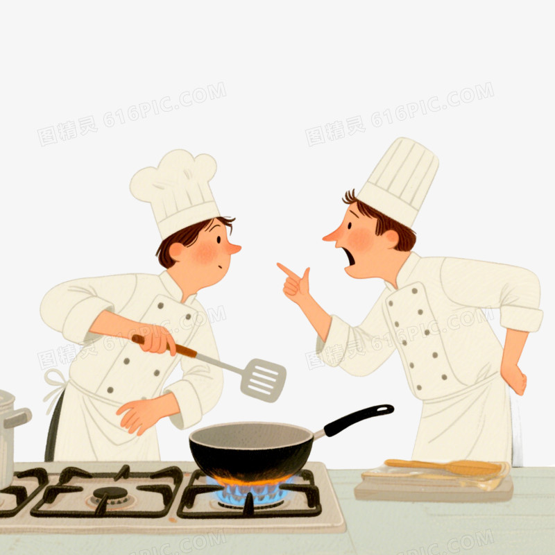 手绘卡通职场人员同事吵架免抠元素