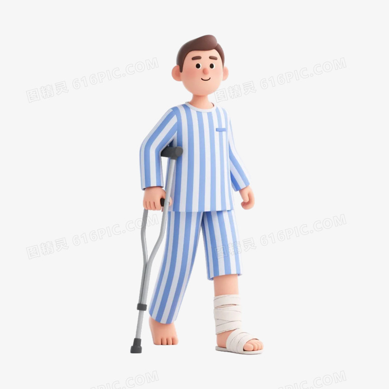 卡通插画风病人病号服免抠元素