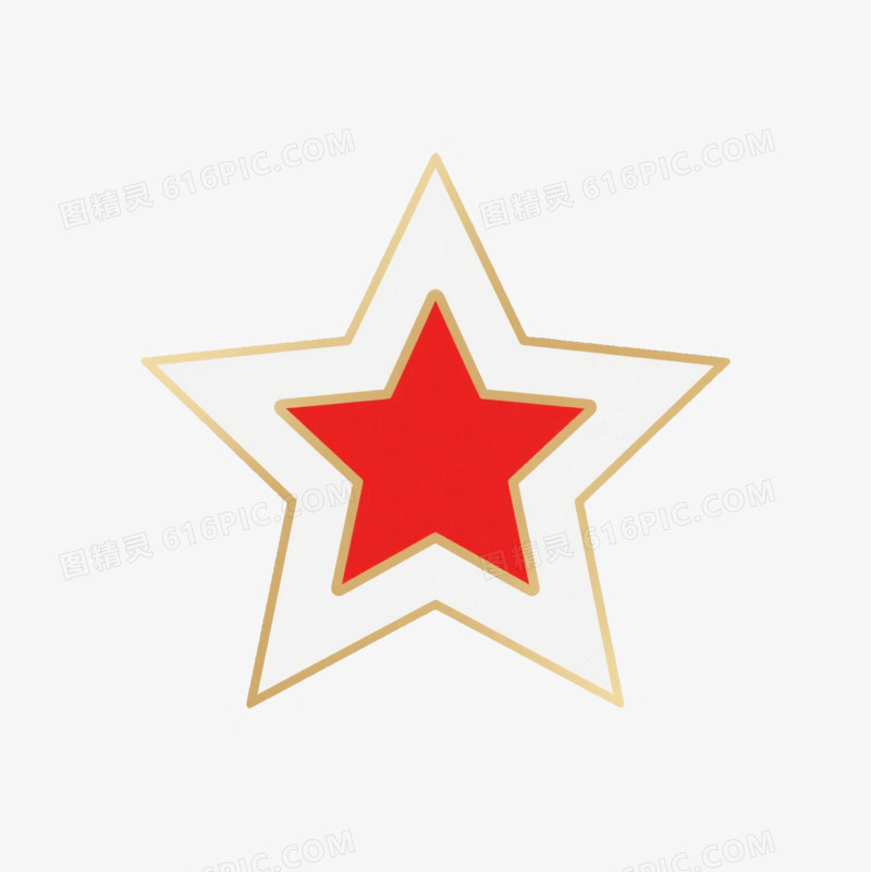卡通红色金边五角星免抠元素