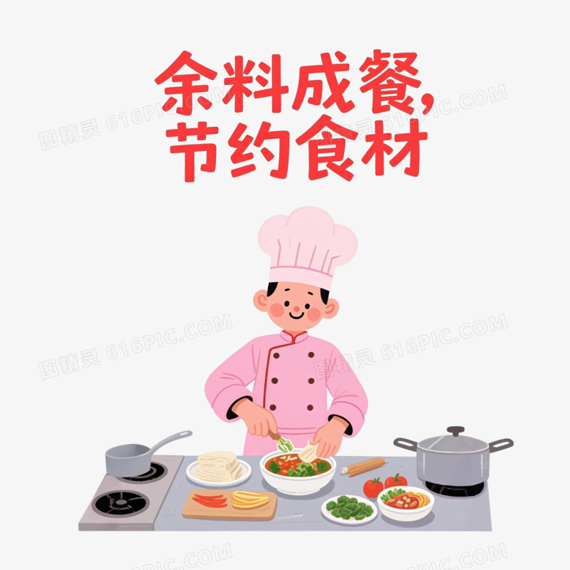 手绘卡通节约粮食免抠元素