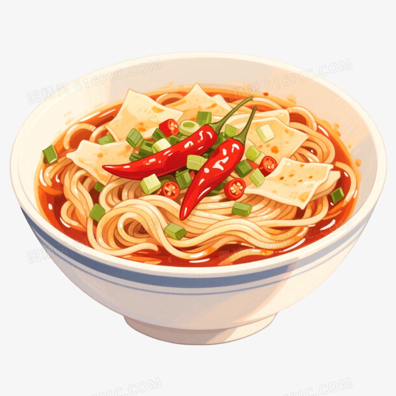 手绘插画美味面条免抠元素