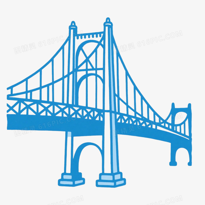 线描建筑桥免抠元素