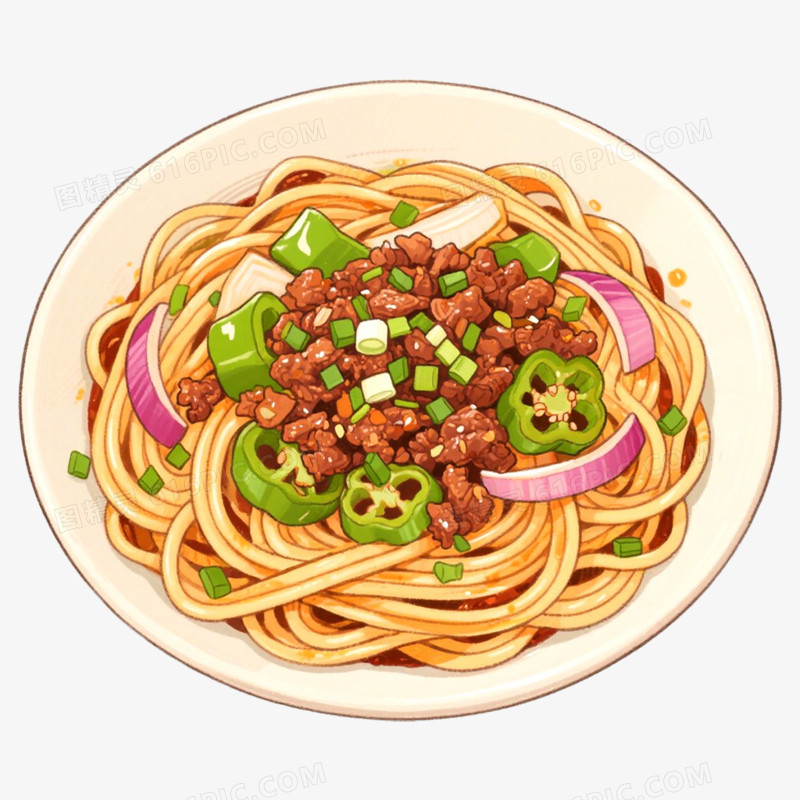 手绘插画美味面条免抠元素