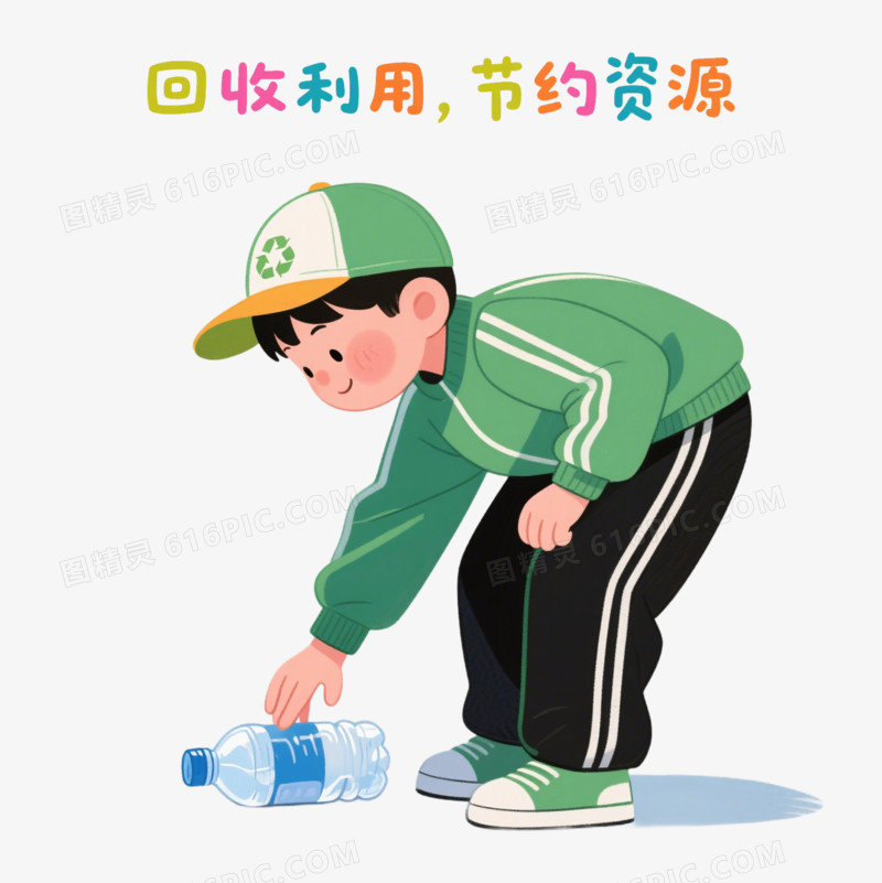 手绘卡通节约资源免抠元素