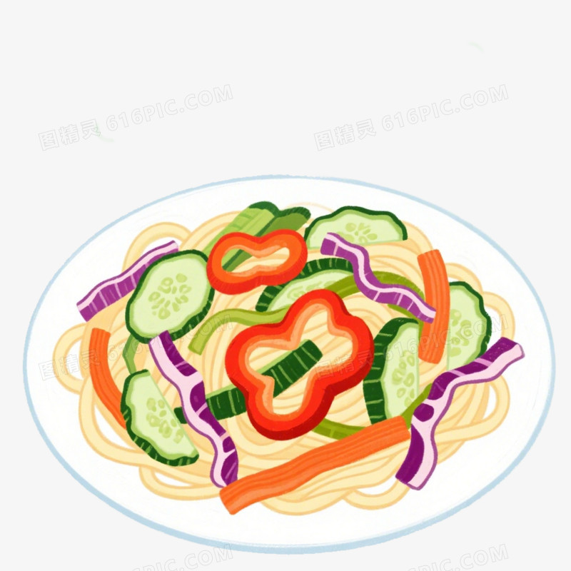 手绘卡通面食面条拌面免抠元素