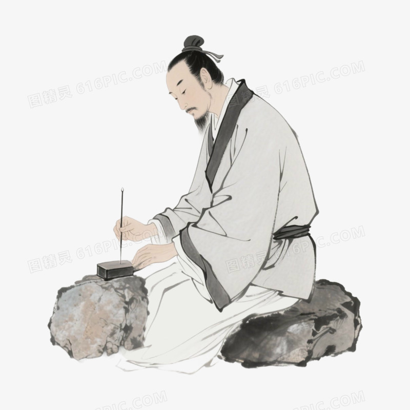 成语故事铁杵磨成针免抠元素